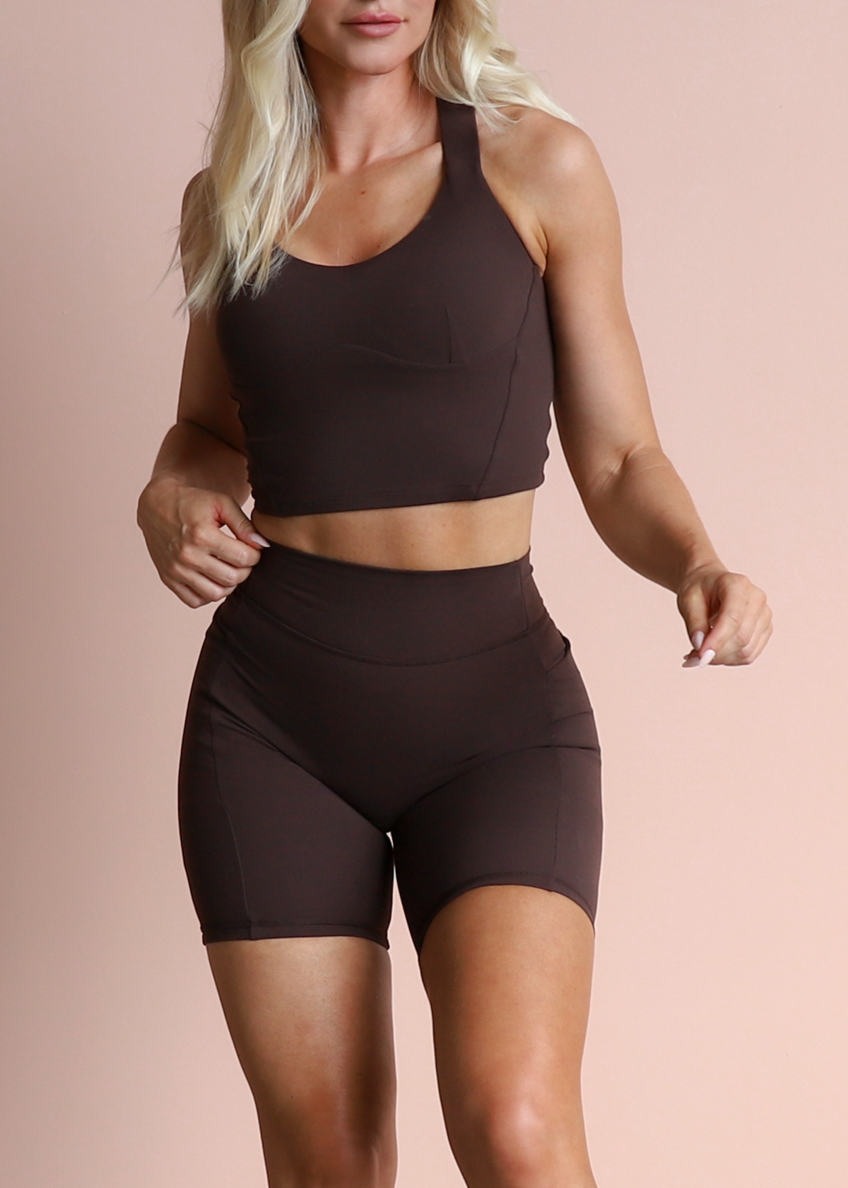 Lumi Bare Pocket Contour Shorts - Dark Choco