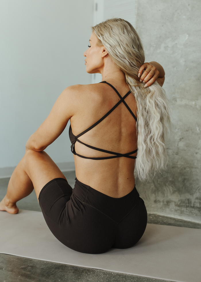 Lumi Bare X-Back Top - Dark Fudge